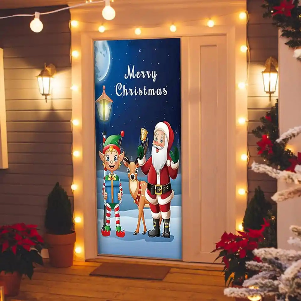 FORRO DE PUERTA+SET DE CUBIERTOS NAVIDEÑOS